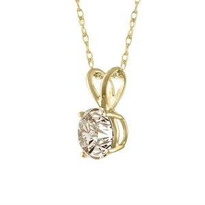 1.05 Ct Round Shape Mined Diamond Solitaire Pendant Champagne I1 18 Inch 14K Yellow Gold Enhanced Made to Order