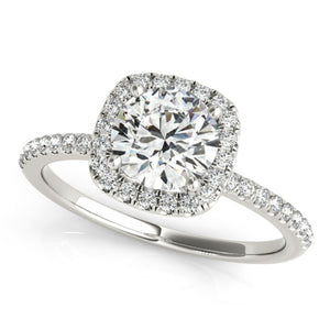 1.24 Ct CERTIFIED Diamond Square Shape Halo Engagement Ring Round Cut F/SI Enhanced