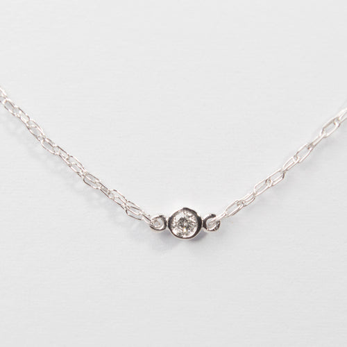 0.05Ct Diamond Pendant Necklace 14K White Gold G SI1 Round Cut Natural Earth Mined 16 Inch Classic Minimalist Solitaire Design