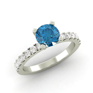 1.17 CTW Natural Diamond Round Shape Ring Blue SI2 Natural Earth Mined Enhanced