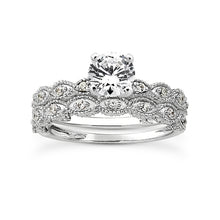 0.73 TDW H I1 Vintage Style Bridal Engagement Wedding Ring Set 14K White Gold