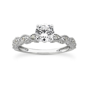 0.73 TDW H I1 Vintage Style Bridal Engagement Wedding Ring Set 14K White Gold