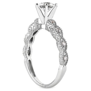 0.73 TDW H I1 Vintage Style Bridal Engagement Wedding Ring Set 14K White Gold