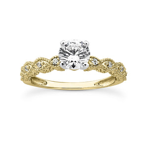 0.9 TDW E I2 Vintage Style Bridal Engagement Wedding Ring Set 14K Yellow Gold