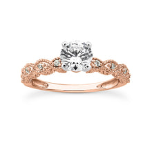 0.9 TDW E I2 Vintage Style Bridal Engagement Wedding Ring Set 14K Rose Gold