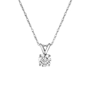 0.18 Carat Round Shaped Solitaire Pendant I 18 Inch Enhanced Made in the USA