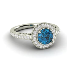 1.03 Carat Round Shaped Diamond Engagement Ring Blue VS2 Earth Mined Enhanced