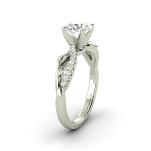 0.69 Ct  K-L I2-I3 Round Shape Natural Diamond Available in 14kt White, Rose or Yellow Gold Custom Made Solitaire with Accents Engagement Ring