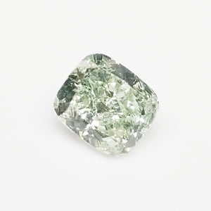 0.42 Carat Light Fancy Green Yellow VS2 Cushion Shape Loose GIA CERTIFIED Pretty