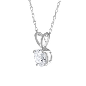 1.43 Ct Round Shaped Mined Diamond Solitaire Pendant G SI1 18 Inch 14K White Gold Enhanced Custom Made