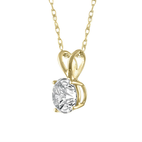 1.43 Carat Round Shaped Mined Diamond Pendant G SI1 18 Inch 14K Yellow Gold Enhanced Made to Order