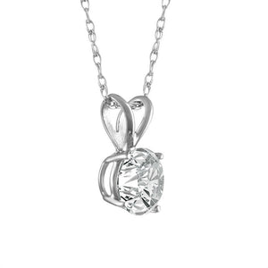 1.61 Ct Round Shaped Mined Diamond Solitaire Pendant G SI1 18 Inch 14K White Gold Enhanced Custom Made