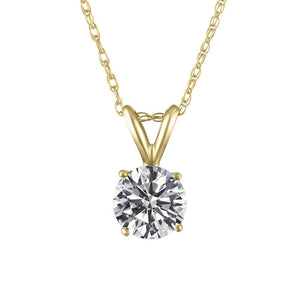 1.61 Ct Round Shaped Mined Diamond Solitaire Pendant G SI1 18 Inch 14K Yellow Gold Enhanced Made in the USA