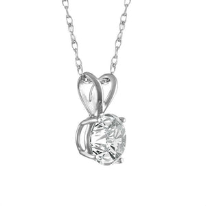 1.21 Ct Round Shaped Mined Diamond Solitaire Pendant D SI1 18 Inch 14K White Gold Enhanced Made to Order