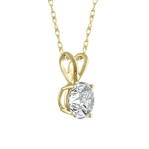 1.12 Ct Round Shape Natural Diamond Pendant w/Chain F SI1 18 Inch 14K Yellow Gold Enhanced Custom Made