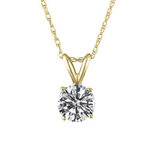 1.12 Ct Round Shape Natural Diamond Pendant w/Chain F SI1 18 Inch 14K Yellow Gold Enhanced Custom Made