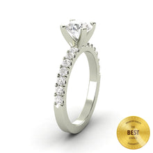 2.06 Carat G SI1 CERTIFIED Round Shape 100% Natural Solitaire with Accents Available in White, Rose or Yellow Gold Enhanced Engagement Ring