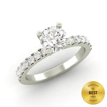 1.66 Carat D SI1 Round Shape Natural Diamond Solitaire with Accents Available in White, Rose or Yellow Gold Enhanced Engagement Ring