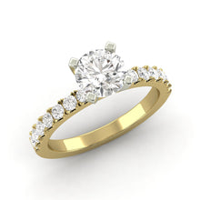 1.66 Carat D SI1 Round Brilliant Natural Diamond Solitaire with Accents Available in White, Rose or Yellow Gold Enhanced Engagement Ring