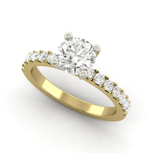 1.66 Carat D SI1 Round Shape Earth Mined Diamond Solitaire with Accents Available in White, Rose or Yellow Gold Enhanced Engagement Ring