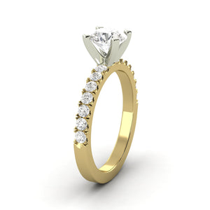 1.57 Carat F SI1 CERTIFIED Round Shape Mined Diamond Solitaire with Accents Available in White, Rose or Yellow Gold Enhanced Engagement Ring