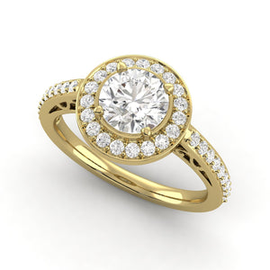 1.58 Carat Very Good D SI1 Halo Ring CERTIFIED Round Brilliant Natural Earth Mined Diamond 14K White Gold Very Good Diamond Victorian Halo Ring Made to Order Available in 14kt Yellow, White or Rose Gold Enhanced Bright