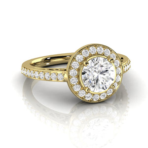 1.58 Carat Very Good D SI1 Halo Ring CERTIFIED Round Brilliant Natural Diamond 14K Yellow Gold Very Good Diamond Victorian Halo Ring Custom Made Available in 14kt Yellow, White or Rose Gold Enhanced Bright