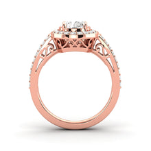 1.58 Carat Very Good D SI1 Halo Ring CERTIFIED Round Brilliant Earth Mined Diamond 14K Rose Gold Very Good Diamond Victorian Halo Ring Custom Made Available in 14kt Yellow, White or Rose Gold Enhanced Bright