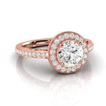 1.58 Carat Very Good D SI1 Halo Ring CERTIFIED Round Brilliant Earth Mined Diamond 14K Rose Gold Very Good Diamond Victorian Halo Ring Custom Made Available in 14kt Yellow, White or Rose Gold Enhanced Bright