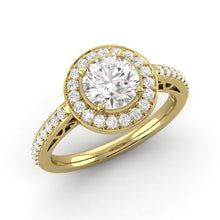 1.49 Carat Excellent F SI1 Halo Ring CERTIFIED Round Brilliant Natural Diamond 14K White Gold Excellent Diamond Victorian Halo Ring Made to Order Available in 14kt Yellow, White or Rose Gold Enhanced Bright