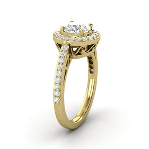 1.49 Carat Excellent F SI1 Engagement Ring CERTIFIED Round Brilliant Natural Earth Mined Diamond 14K Yellow Gold Excellent Diamond Victorian Halo Ring Made to Order Available in 14kt Yellow, White or Rose Gold Enhanced Bright