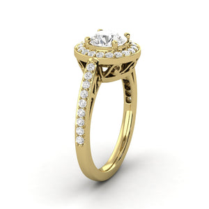 1.49 Carat Excellent F SI1 Halo Ring CERTIFIED Round Brilliant Earth Mined Diamond 14K Rose Gold Excellent Diamond Victorian Halo Ring Custom Design Available in 14kt Yellow, White or Rose Gold Enhanced Bright