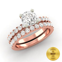 2.02 Carat F SI1 CERTIFIED Round Shape Engagment & Wedding Set Custom Made Real Diamond Solitaire with Accents Enhanced