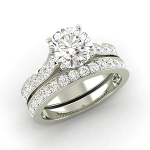 2.46 Carat G SI1 CERTIFIED Round Shape Engagment & Wedding Set Custom Made 100% Natural Solitaire with Accents Enhanced