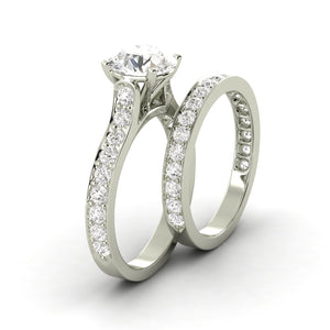 2.46 Carat G SI1 CERTIFIED Round Shape Engagment & Wedding Set Custom Made Mined Diamond Solitaire with Accents Enhanced