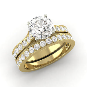 2.46 Carat G SI1 CERTIFIED Round Shape Engagment & Wedding Set Custom Made Mined Diamond Solitaire with Accents Enhanced