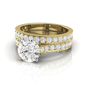 2.46 Carat G SI1 CERTIFIED Round Shape Engagment & Wedding Set Custom Made Mined Diamond Solitaire with Accents Enhanced