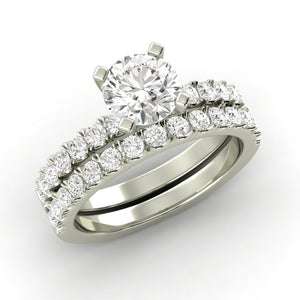 2.33 Carat G SI1 CERTIFIED Round Shape Engagment & Wedding Set Custom Made Mined Diamond Solitaire with Accents Enhanced