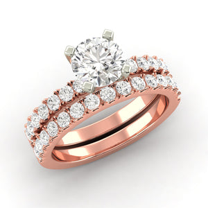 2.53 Carat F SI1 CERTIFIED Round Shape Engagment & Wedding Set Custom Made Mined Diamond Solitaire with Accents Enhanced