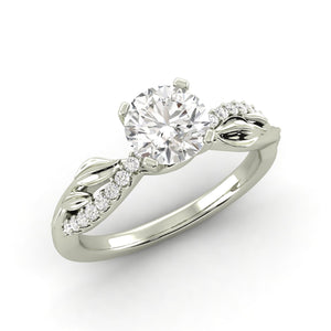 1.61 Carat G SI1 Round Brilliant 100% Natural Solitaire with Accents Available in White, Rose or Yellow Gold Enhanced Engagement Ring