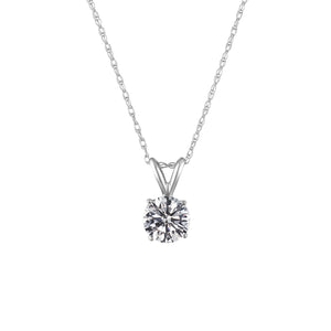 0.3 Ct Round Shape Natural Diamond Solitaire Pendant D SI1 18 Inch 14K White Gold Enhanced Made in the USA