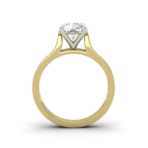 1.53 Carat H SI1 Round Brilliant Real Diamond Solitaire with Accents Available in White, Rose or Yellow Gold Enhanced Engagement Ring