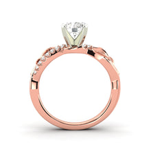 1.3 Carat F SI1 Round Shape Earth Mined Diamond Solitaire with Accents Available in White, Rose or Yellow Gold Enhanced Engagement Ring