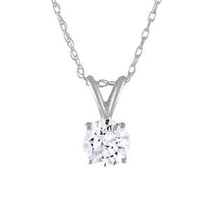 0.46 Carat Round Shape Real Diamond Pendant D SI1 18 Inch 14K White Gold Enhanced Necklace Custom Made