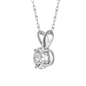 0.51 Carat Round Shape Real Diamond Solitaire Pendant H SI2 18 Inch 14K White Gold Enhanced Necklace Custom Made