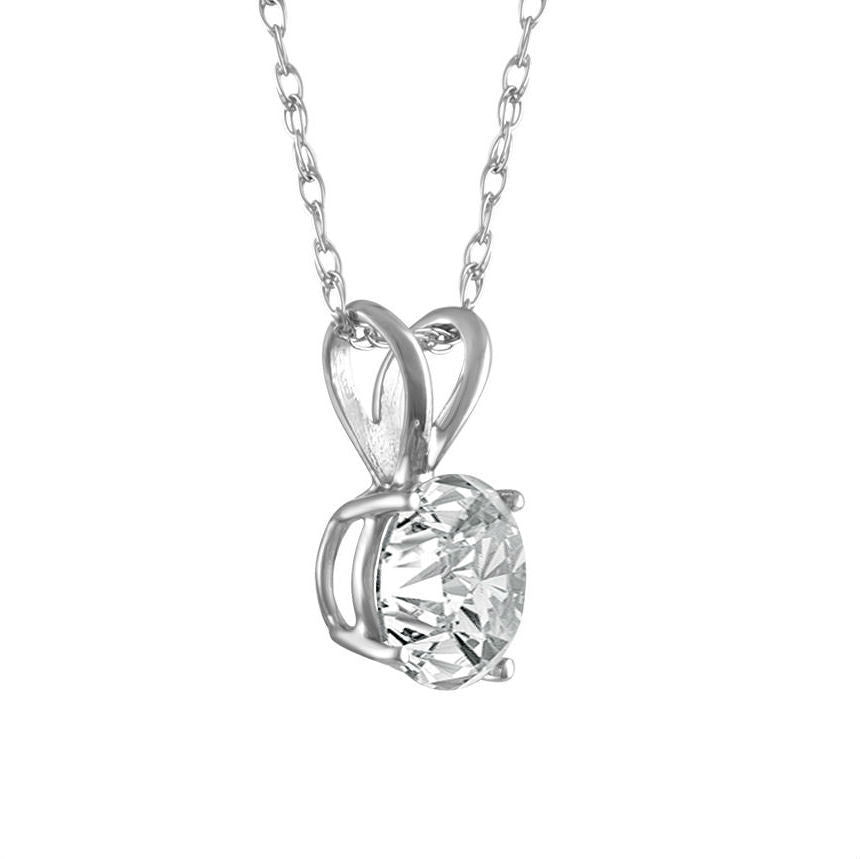 0.72 Carat Round Shaped Real Diamond Pendant w/Chain D SI1 18 Inch 14K White Gold Enhanced Necklace Custom Made