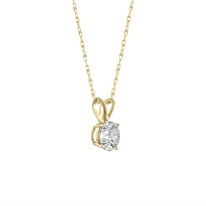 0.51 Carat Round Shape Mined Diamond Pendant w/Chain H SI2 18 Inch 14K Yellow Gold Enhanced Necklace Made to Order