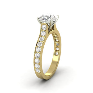 0.96 Carat D SI1 Round Shape Natural Diamond Solitaire with Accents Available in White, Rose or Yellow Gold Enhanced Engagement Ring