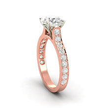 0.96 Carat D SI1 Round Shape Natural Diamond Solitaire with Accents Available in White, Rose or Yellow Gold Enhanced Engagement Ring