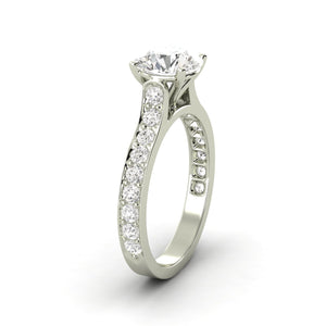 1.22 Carat D SI1 CERTIFIED Round Shape 100% Natural Solitaire with Accents Available in White, Rose or Yellow Gold Enhanced Engagement Ring